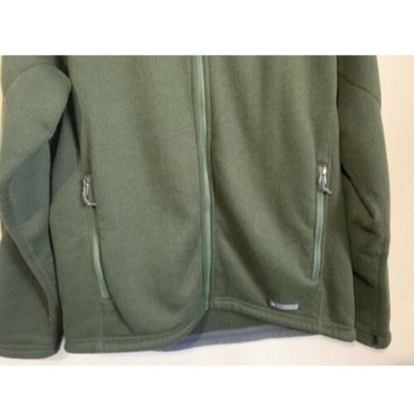 REI Men’s Size Large Ribbed Fleece Jacket Army Green Polartec Full Zip - Picture 3 of 10